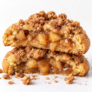 Baked Apple Crumble Cookie mit Apfelfuellung und Zimtstreusel von Happy Cookies